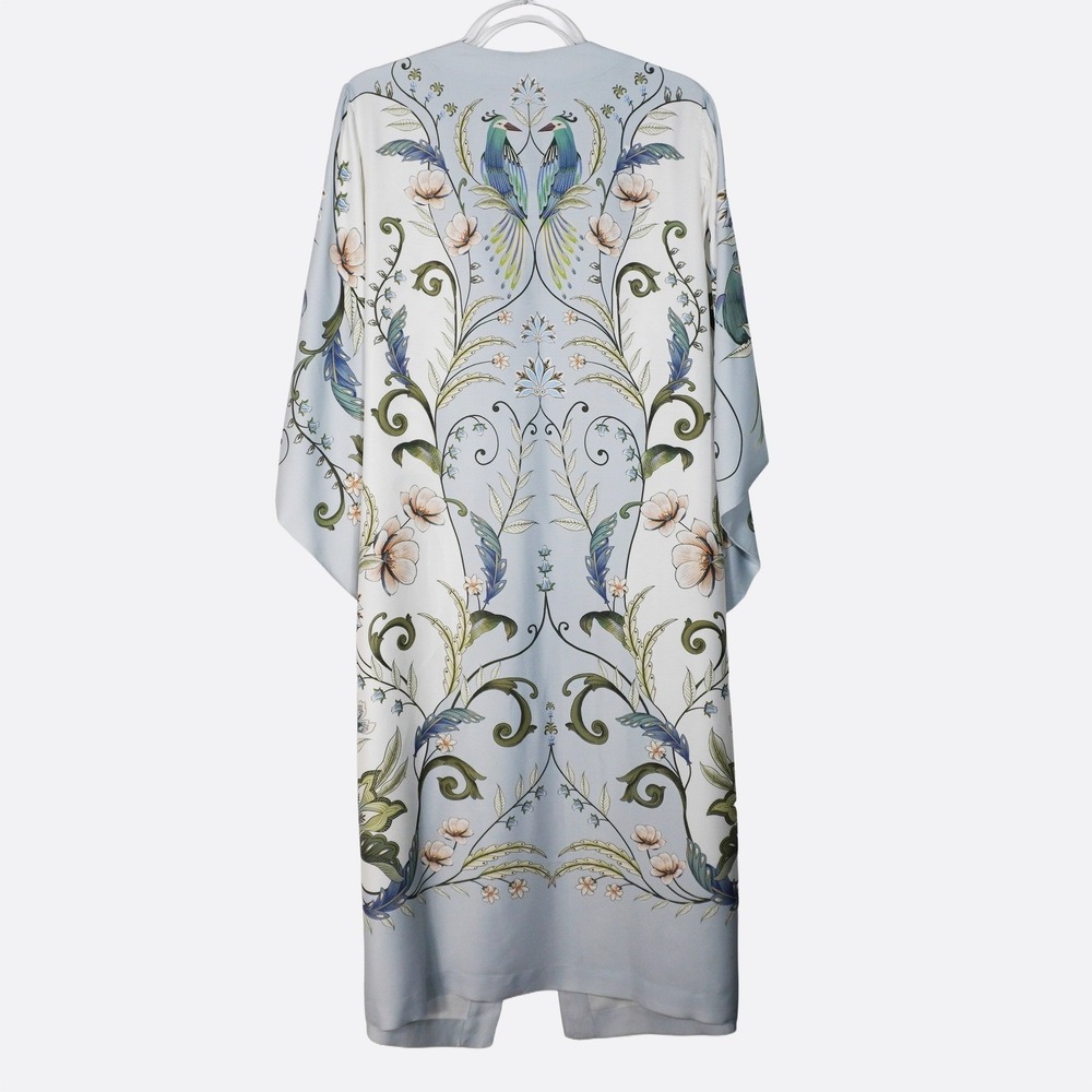 FARM Rio 100% Viscose XL 1X Maxi Kimono Milena Blue Floral Duster Garden Party - Picture 3 of 11